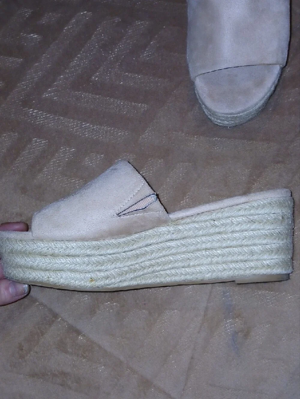 Coconuts by Matisse Light Cream Sandy Espadrille Platform Slide Sz: 8
